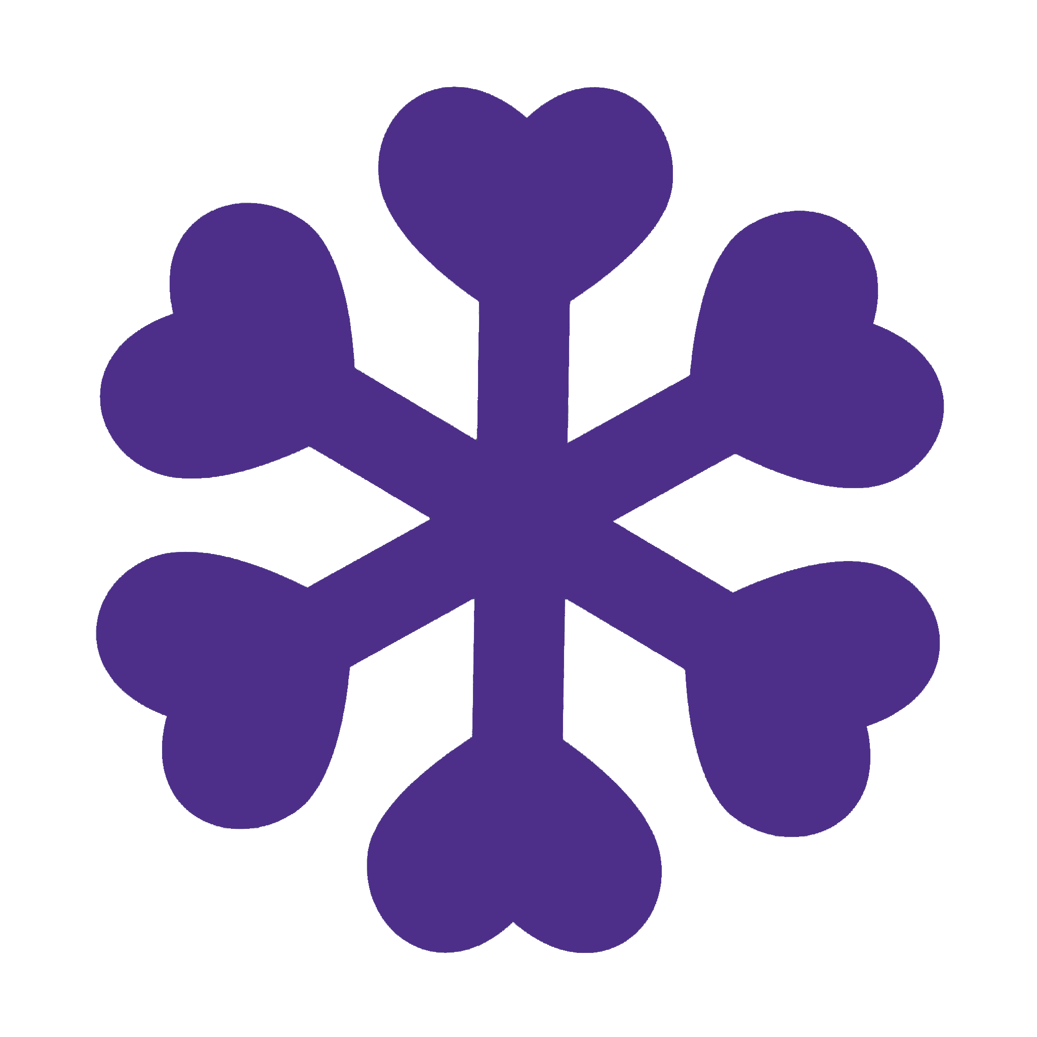 Snow Flake white on purple